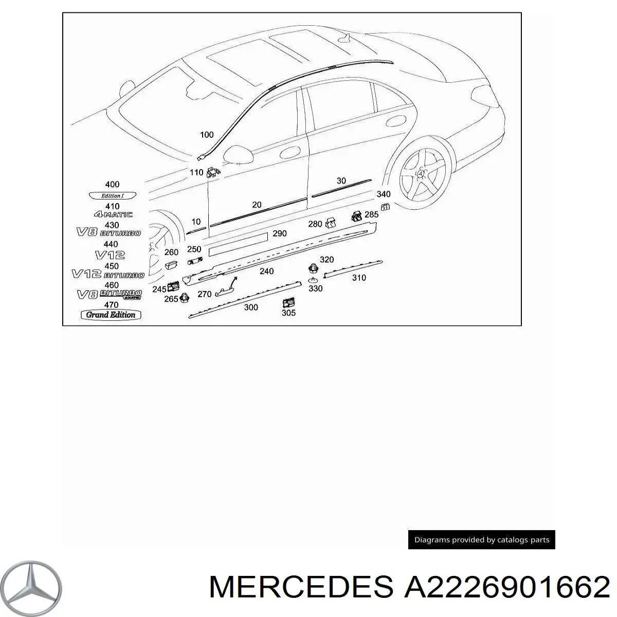  Mercedes A2226901662 ціна, від 45.43 USD