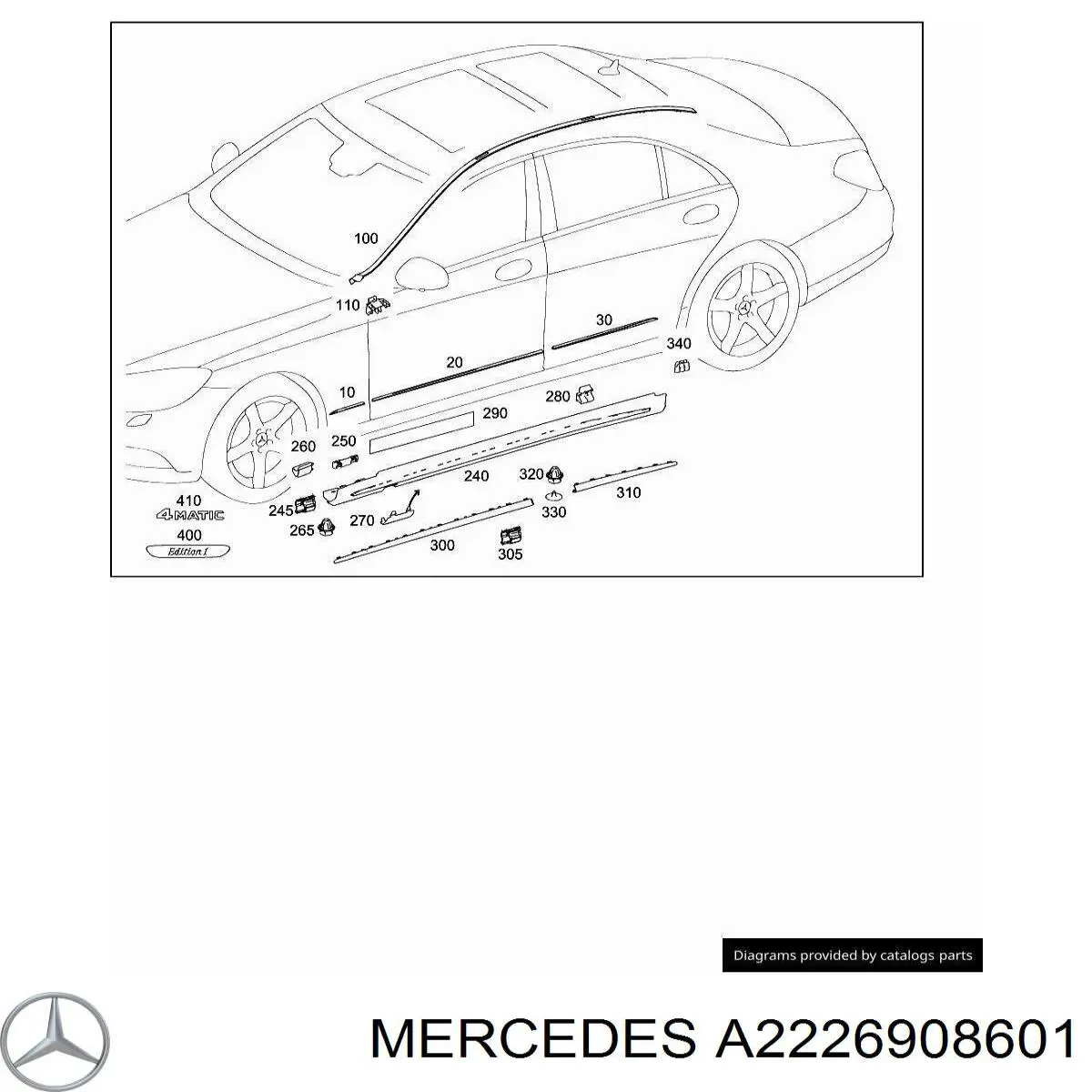 A2226908601 Mercedes Молдинг передніх правих дверей