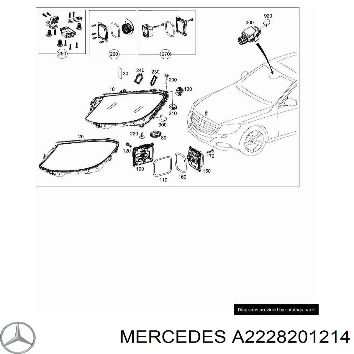 Кронштейн-адаптер кріплення фари передньої, правої Mercedes A2228201214 ціна, від 225.49 USD