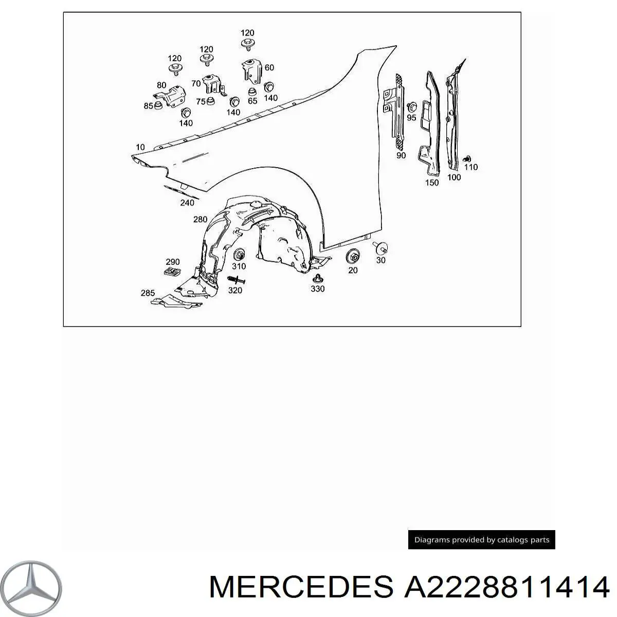 Кронштейн кріплення крила переднього правого, передній Mercedes A2228811414 ціна, від 19.00 USD