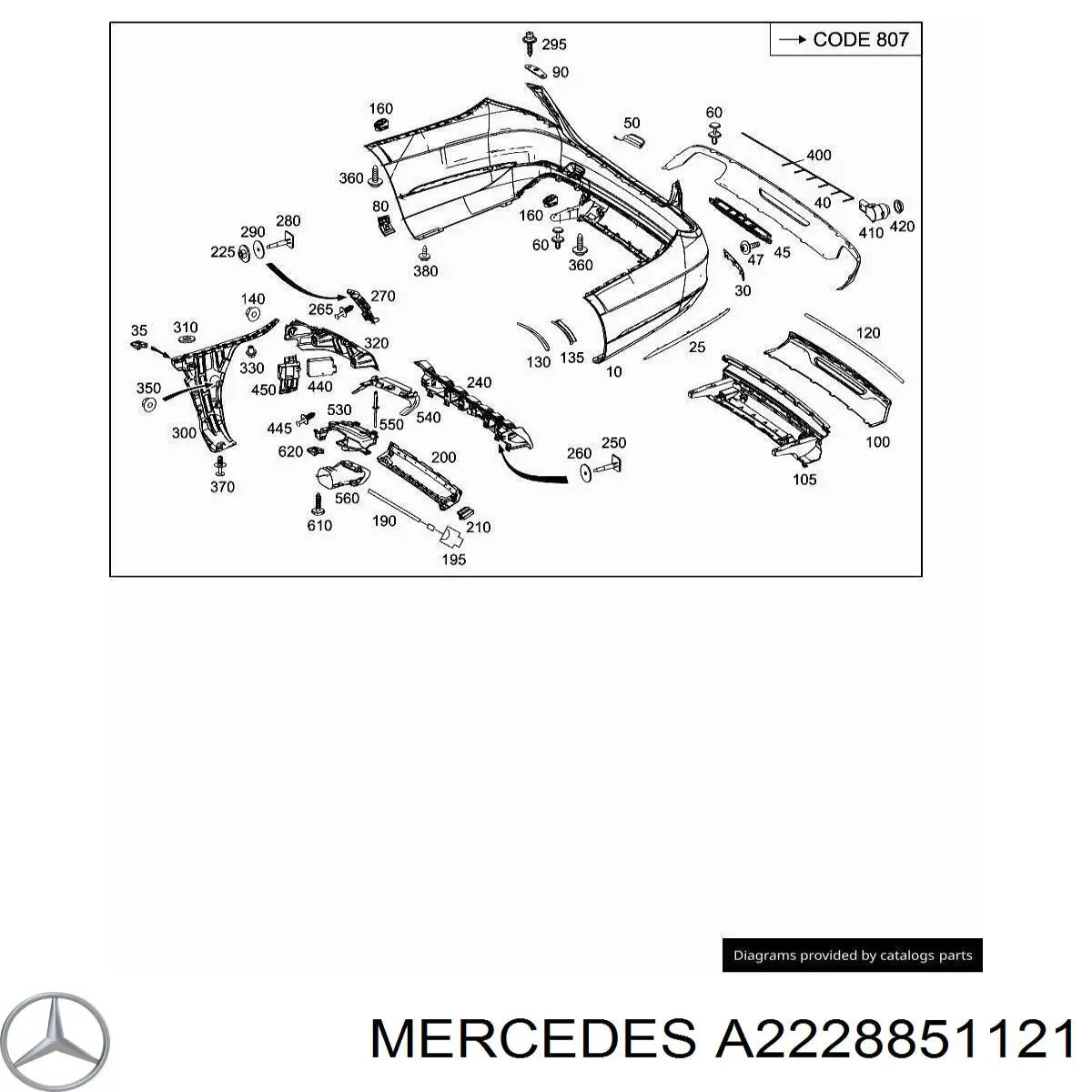 Молдинг заднього бампера, лівий Mercedes A2228851121 ціна, від 20.76 USD