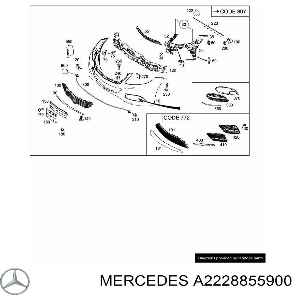 Кронштейн бампера переднього, центральний Mercedes A2228855900 ціна, від 118.54 USD
