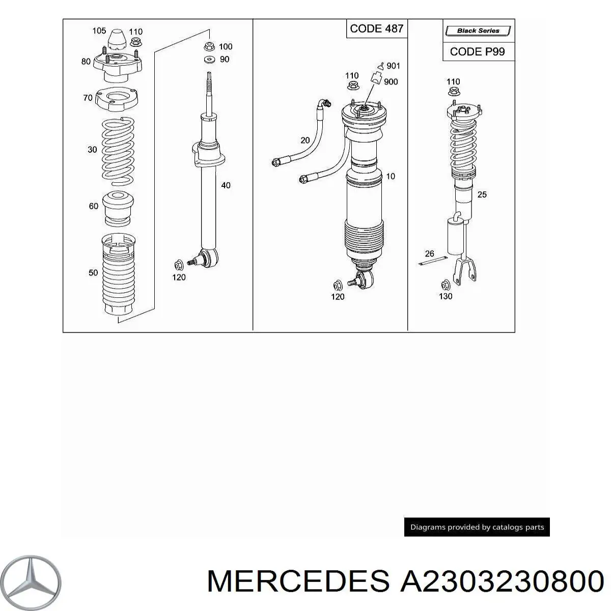 Стойка амортизатора передняя Mercedes A2303230800 ціна, від 215.06 USD