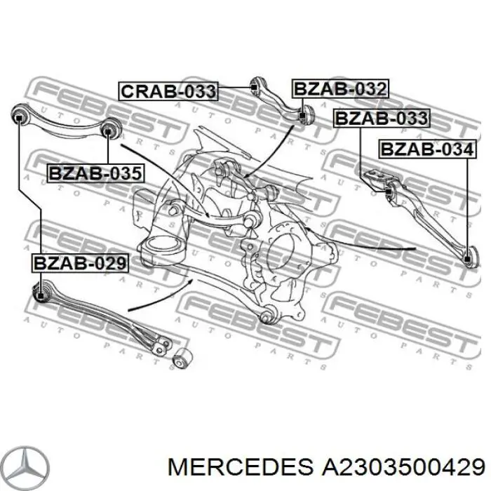 Важіль задньої підвіски нижній, правий Mercedes A2303500429 ціна, від 12.67 USD