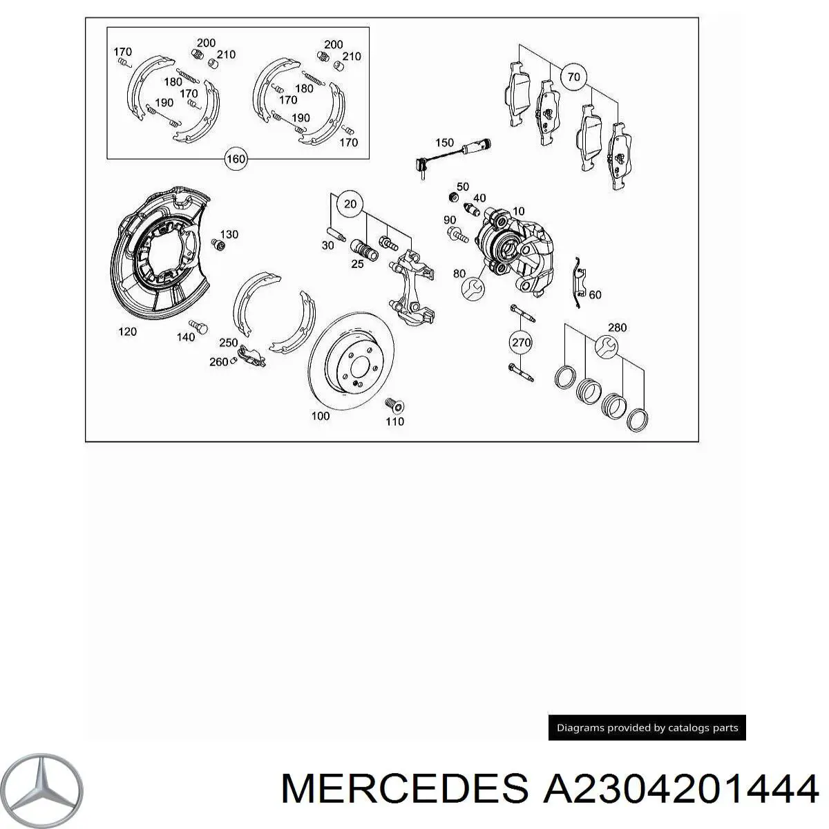 Захист гальмівного диска заднього, правого Mercedes A2304201444 ціна, від 23.14 USD