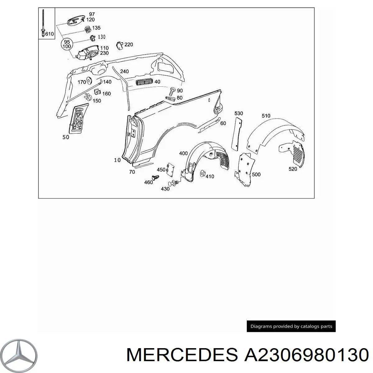 Люк б/бака Mercedes A2306980130 ціна, від 76.01 USD