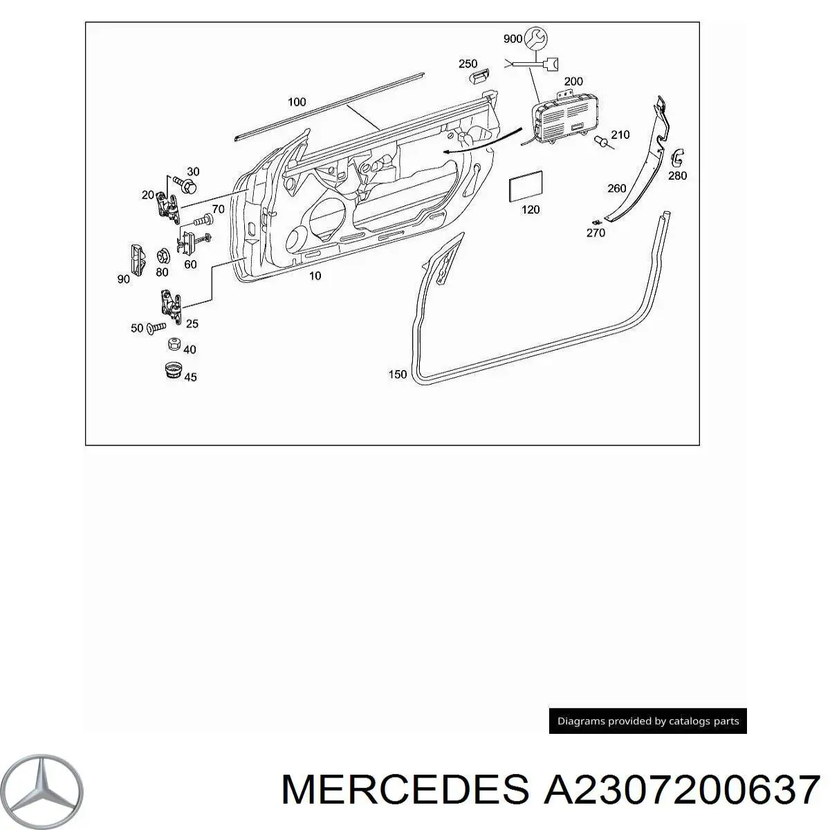 Купити A2307200237 Mercedes Петля передніх дверей, правих