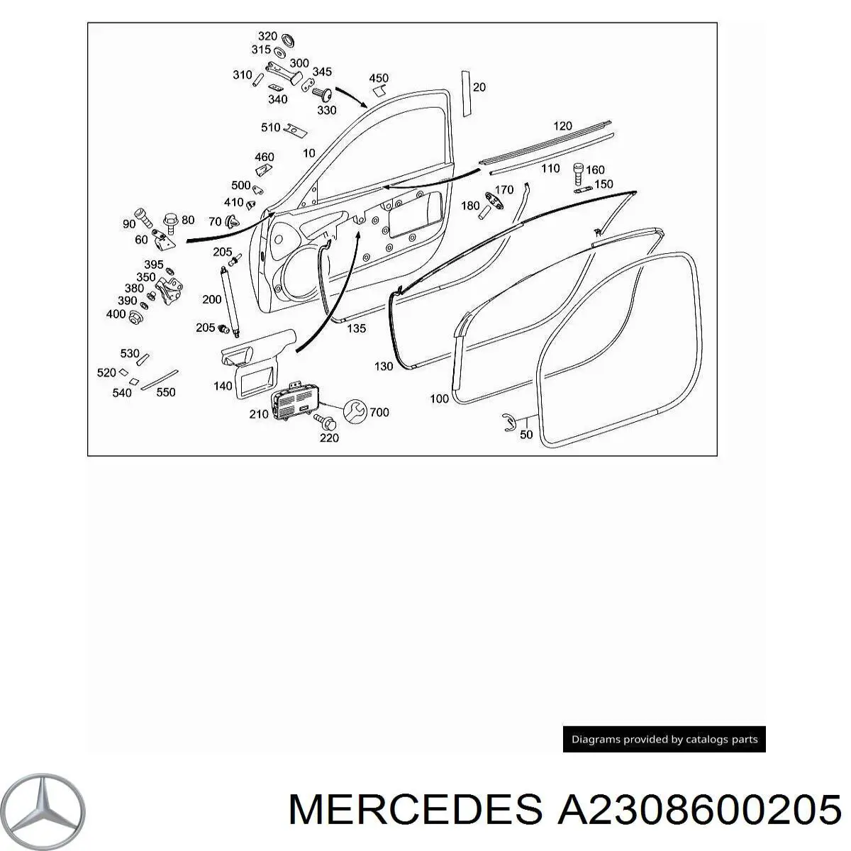 A2308600205 Mercedes Подушка безпеки, передній, правих дверей Айрбег