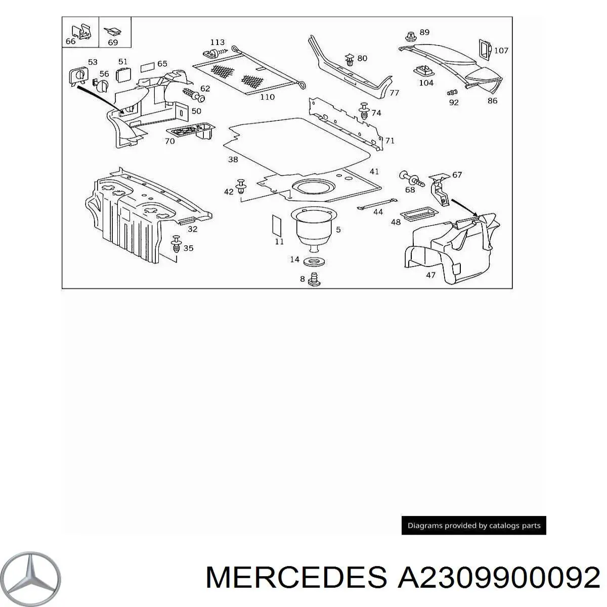 Купити A2309900092 Mercedes Кріплення утеплювача капота