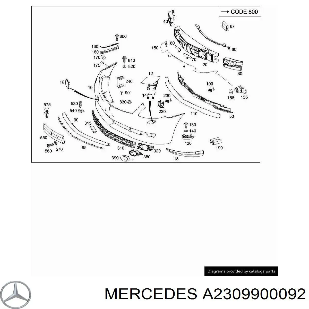 A2309900092 Mercedes Кліпса термоізоляції капота