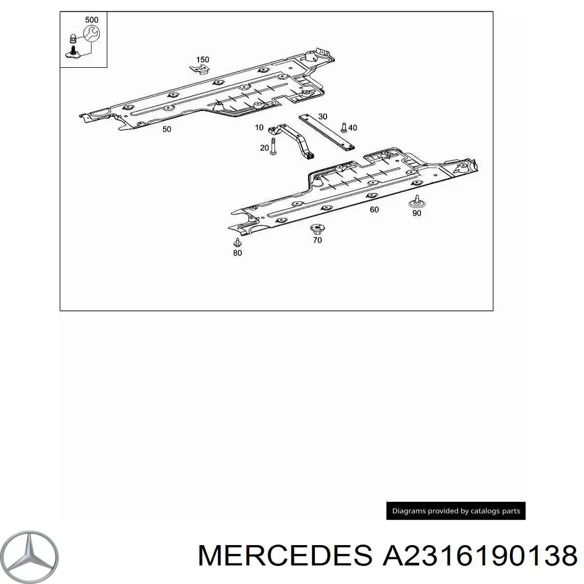 Захист днища, лівий Mercedes A2316190138 ціна, від 286.14 USD