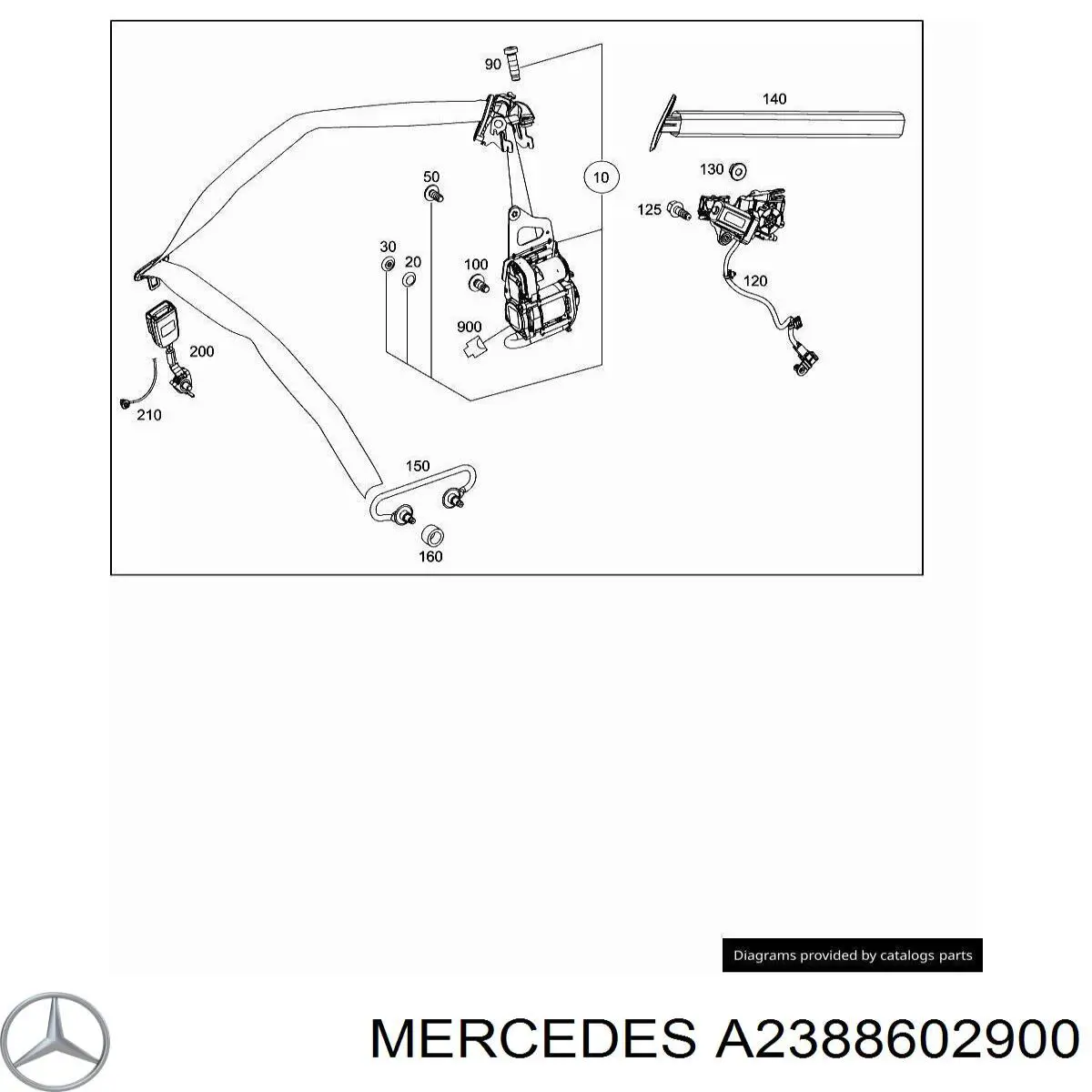 Пасок безпеки передній правий A2388602900 Mercedes