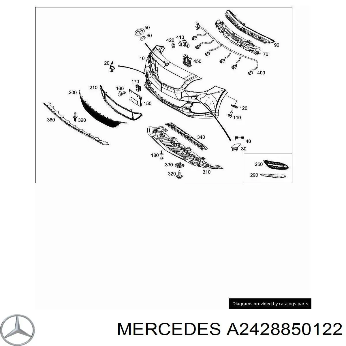 A2428850122 Mercedes Молдинг решітка бампера переднього