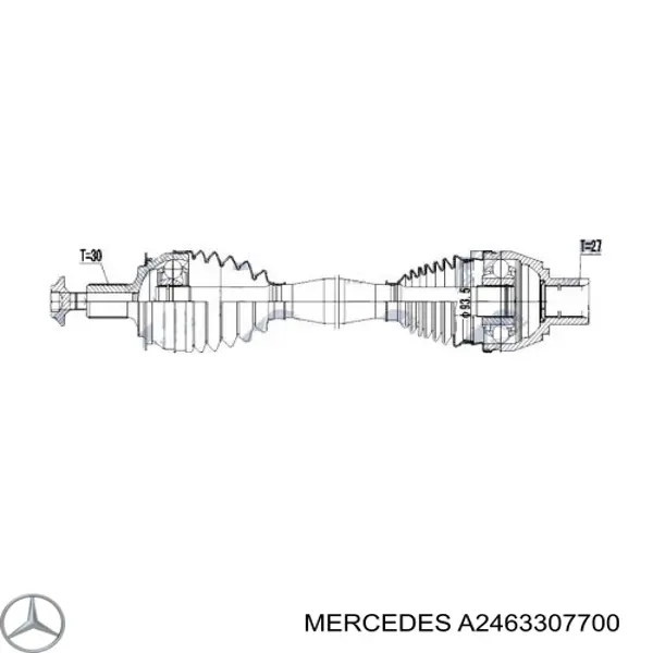 Піввісь передня, права Mercedes A2463307700 ціна, від 89.30 USD
