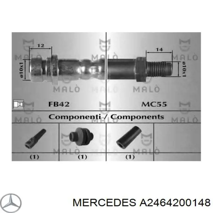 Шланг гальмівний задній A2464200148 Mercedes