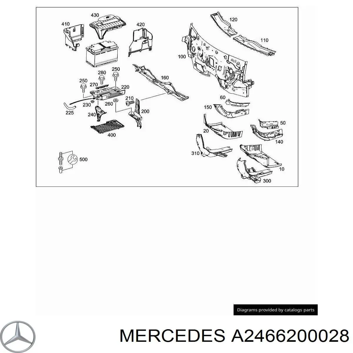 Кріплення / підставка акумулятора (АКБ) Mercedes A2466200028 ціна, від 14.06 USD