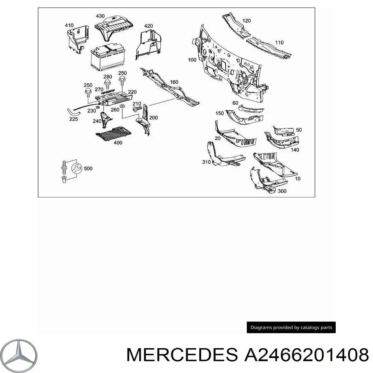 Перегородка моторного відсіку Mercedes A2466201408 ціна, від 570.12 USD