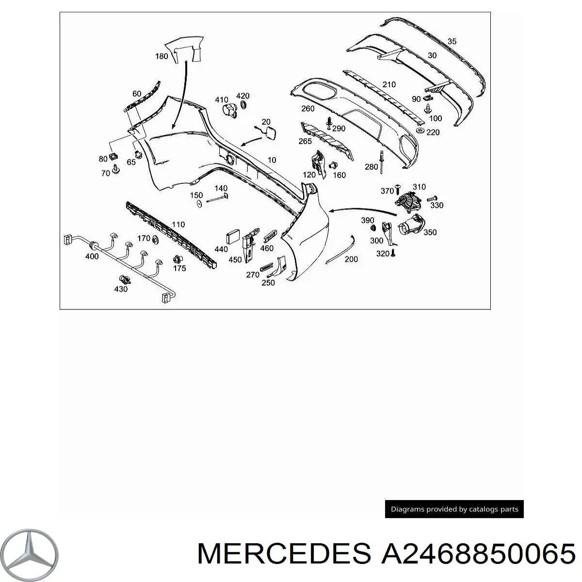 Кронштейн бампера заднього, центральний Mercedes A2468850065 ціна, від 63.35 USD