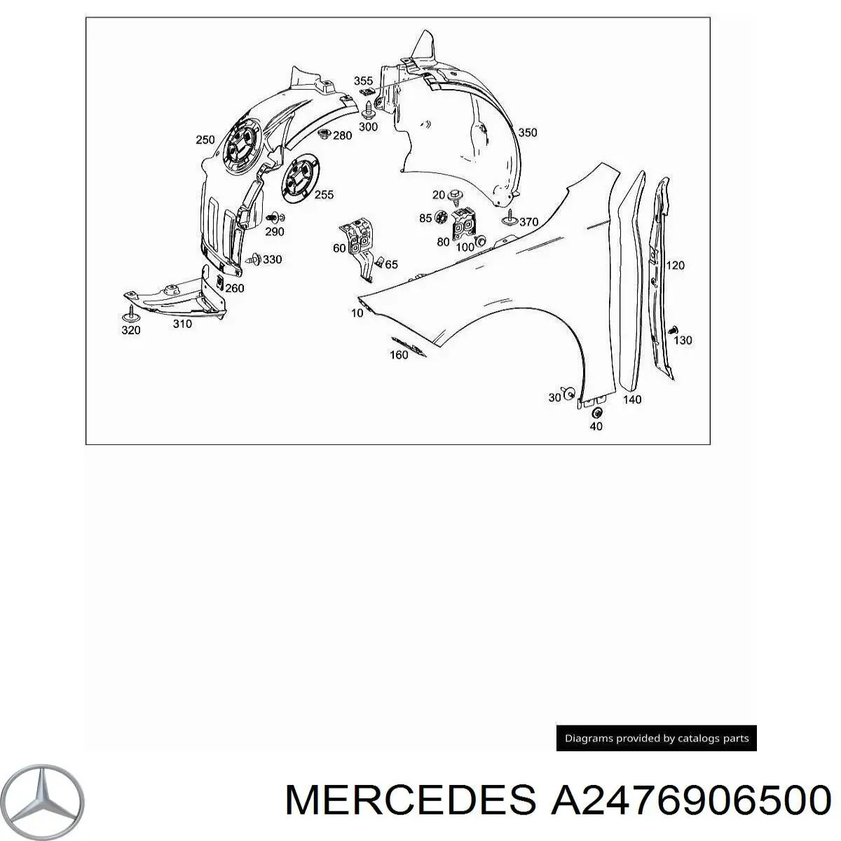 Підкрилок переднього крила, лівий задній 247690650064 Mercedes