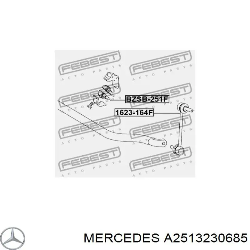 A2513230685 Mercedes втулка стабілізатора переднього