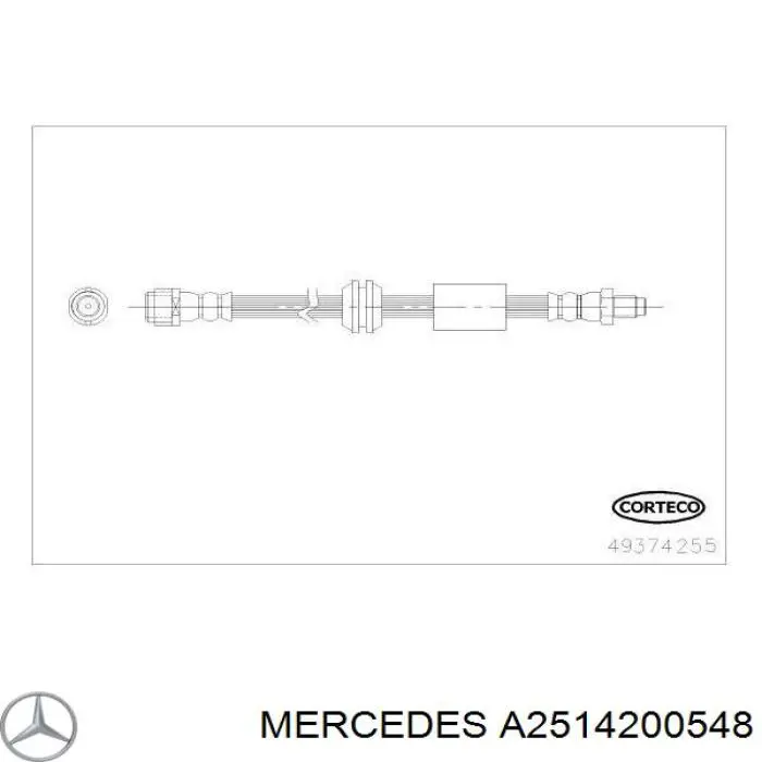 Купити A2514200348 Mercedes Гальмівні шланги передні