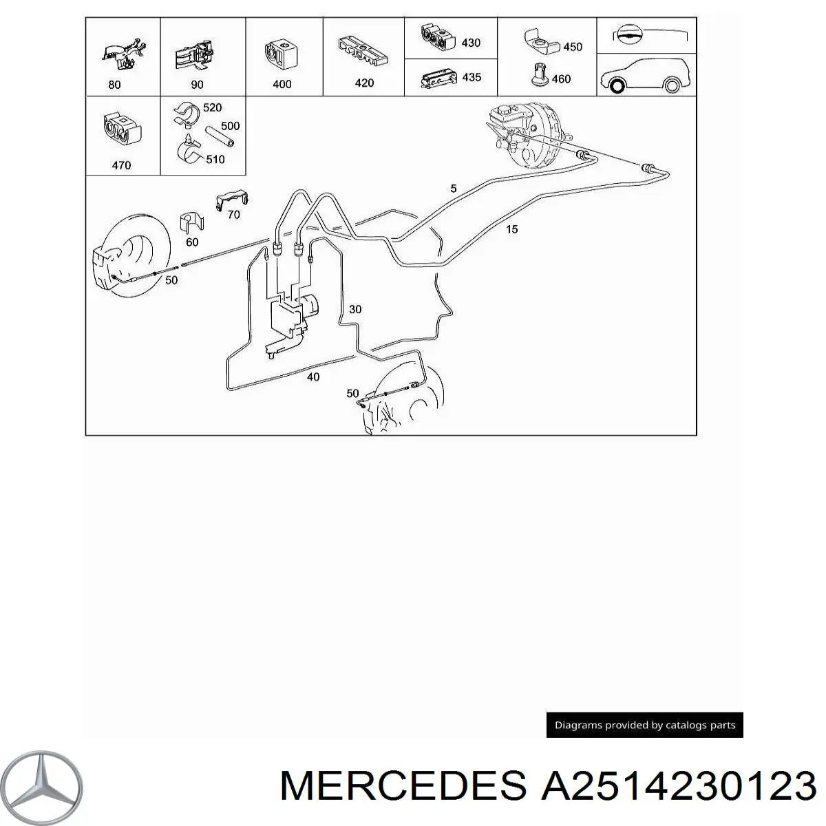 Купити A2514230123 Mercedes Скоба гальмівної трубки