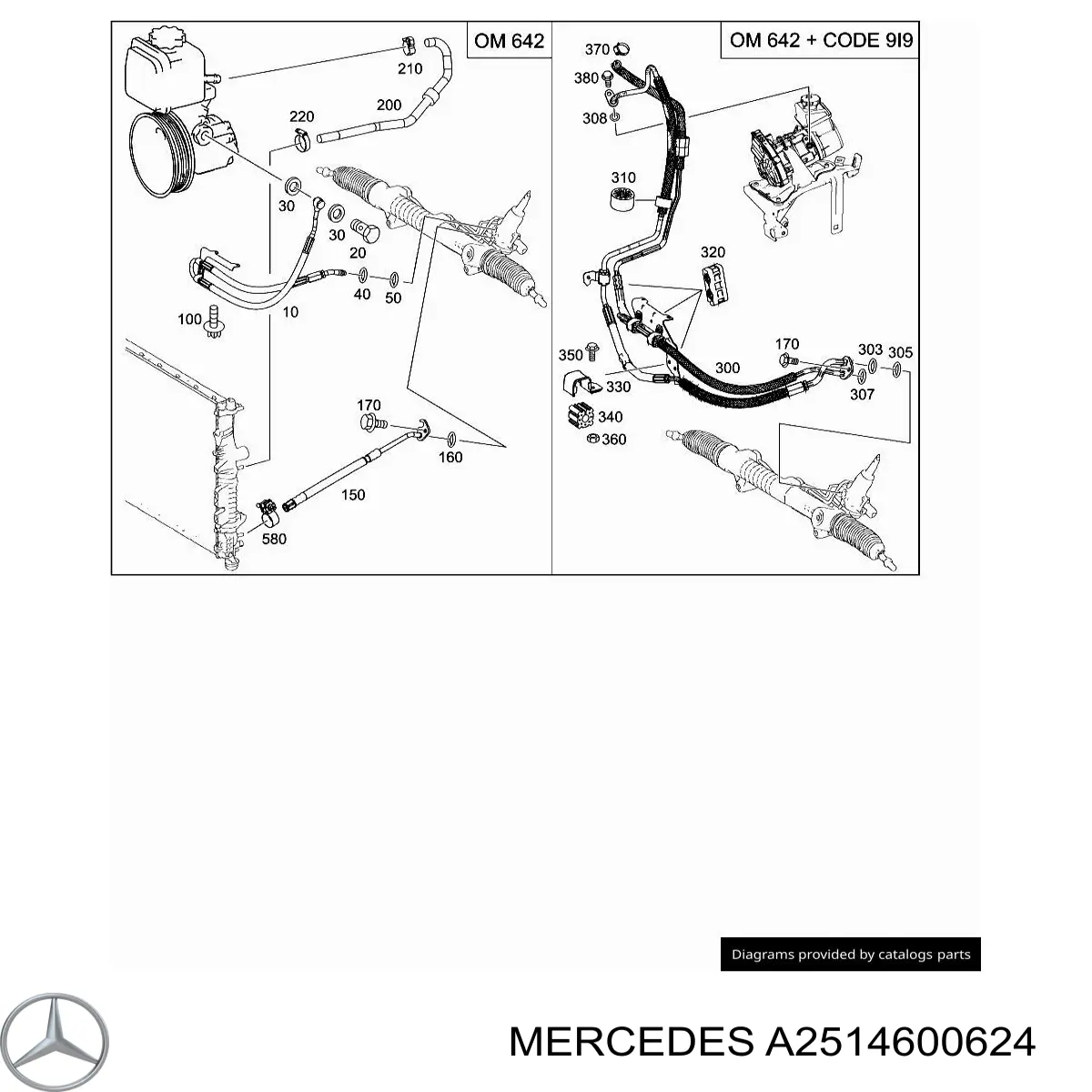A2514600624 Mercedes шланг гпк, високого тиску гідропідсилювача керма (рейки)