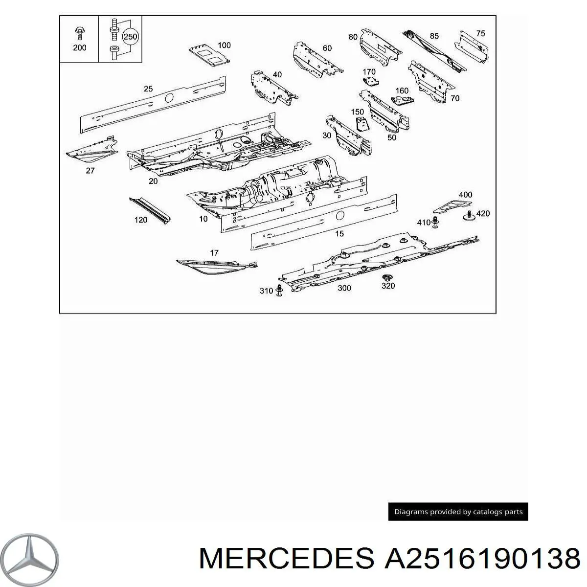 A2516190138 Mercedes Захист днища, лівий