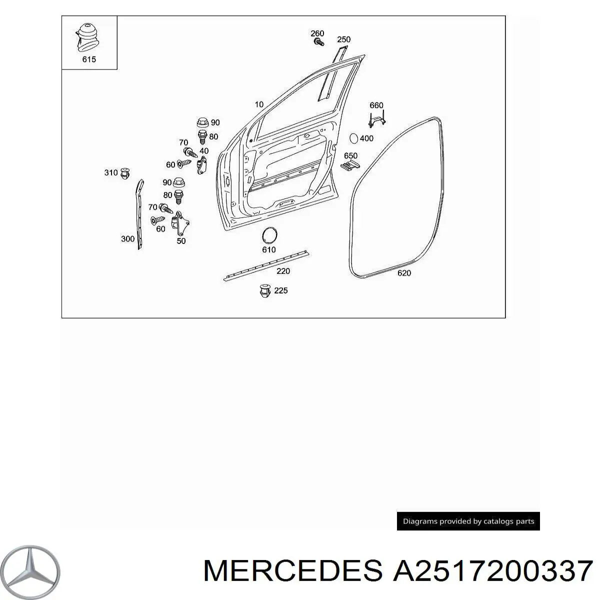 Петля передніх дверей, лівої A2517200337 Mercedes