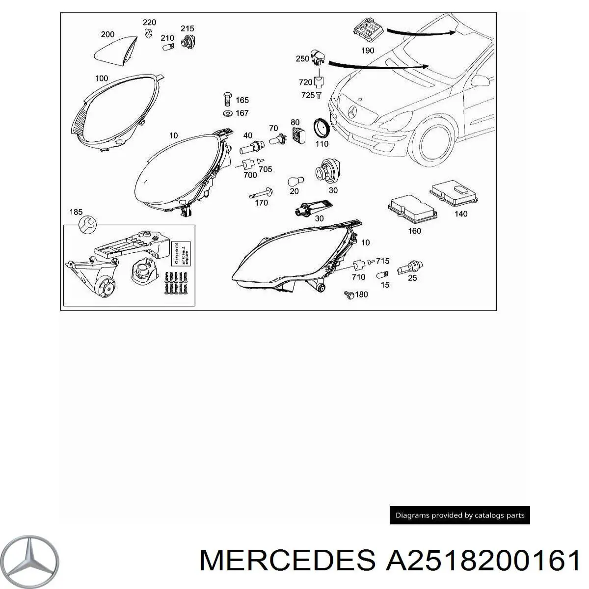 Фари Mercedes A2518200161 ціна, від 196.12 USD