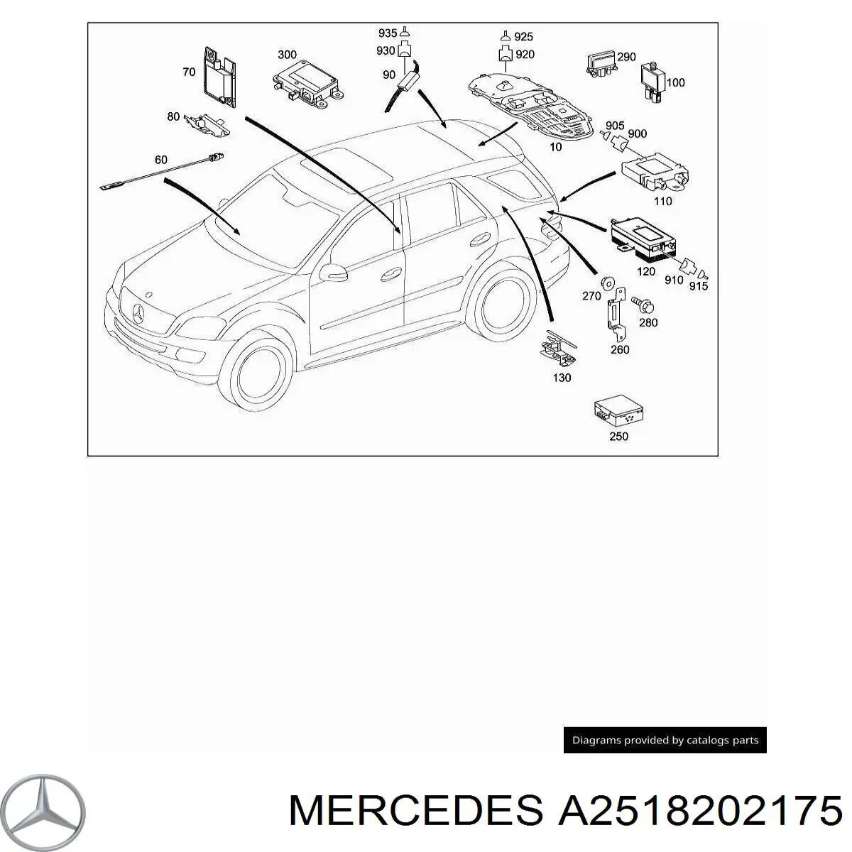 Антена Mercedes A2518201175 ціна, від 35.64 USD