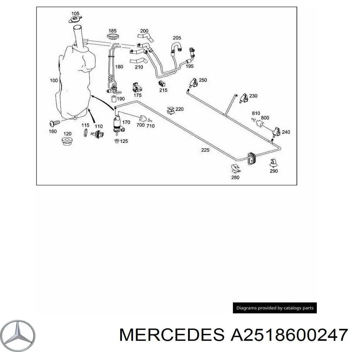 Форсунка омивача скла лобового, права Mercedes A2518600247 ціна, від 10.13 USD