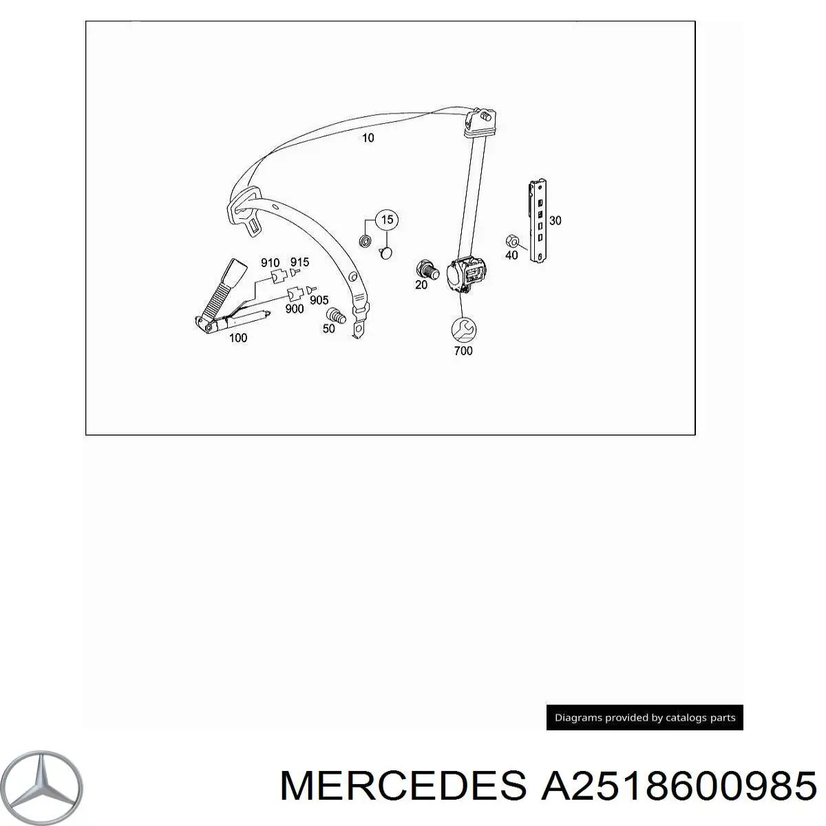 Пасок безпеки передній лівий Mercedes A2518600985 ціна, від 38.01 USD