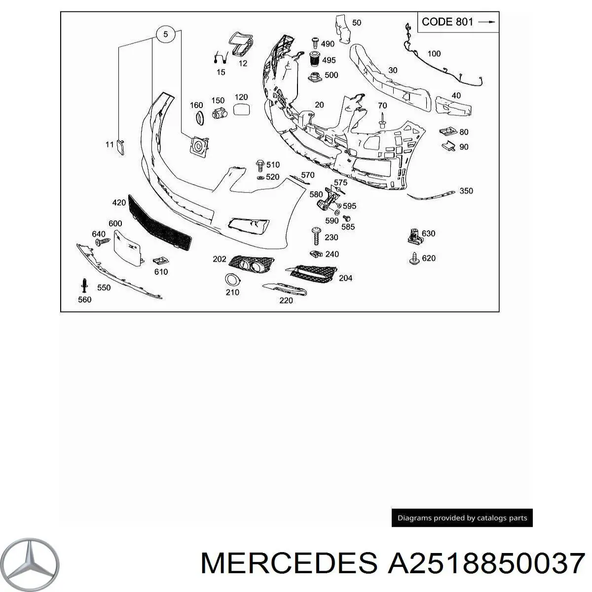 Абсорбер бампера переднього Mercedes A2518850037 ціна, від 50.68 USD