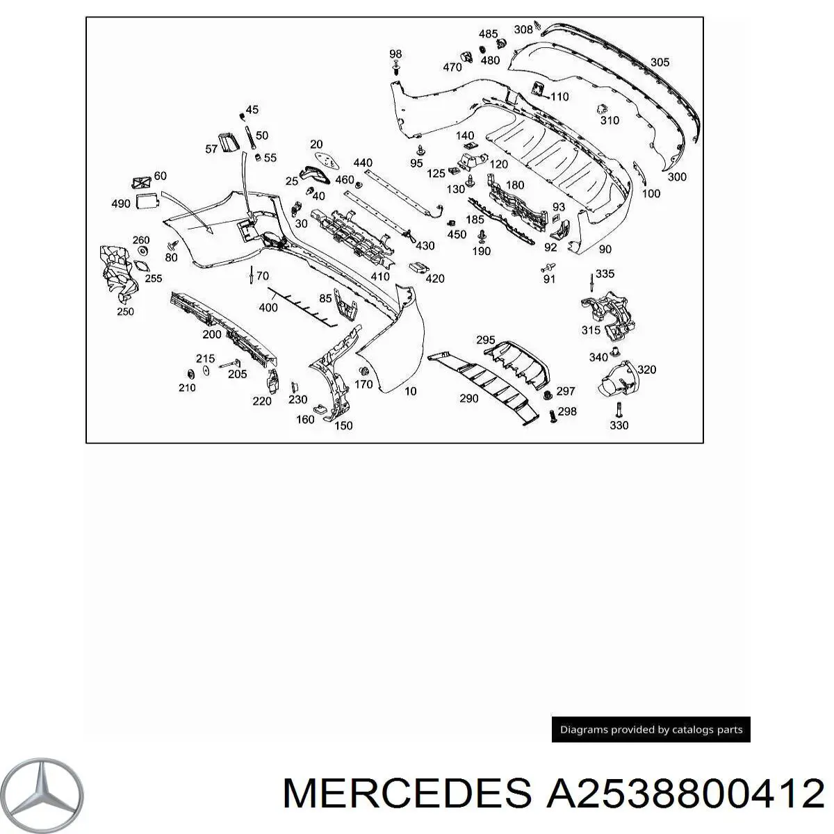 A2538800412 Mercedes Кронштейн бампера заднього, зовнішній правий