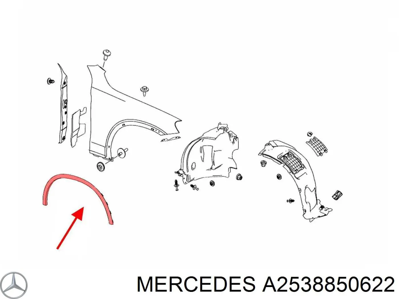 Купити A2538850622 Mercedes Розширювач передньої арки колеса, правий