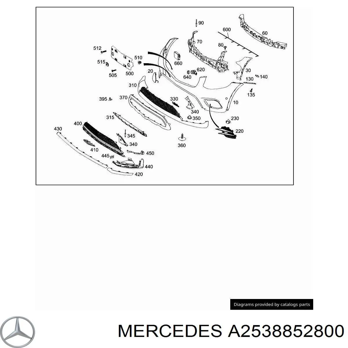 A2538852800 Mercedes Переднє ікло бампера