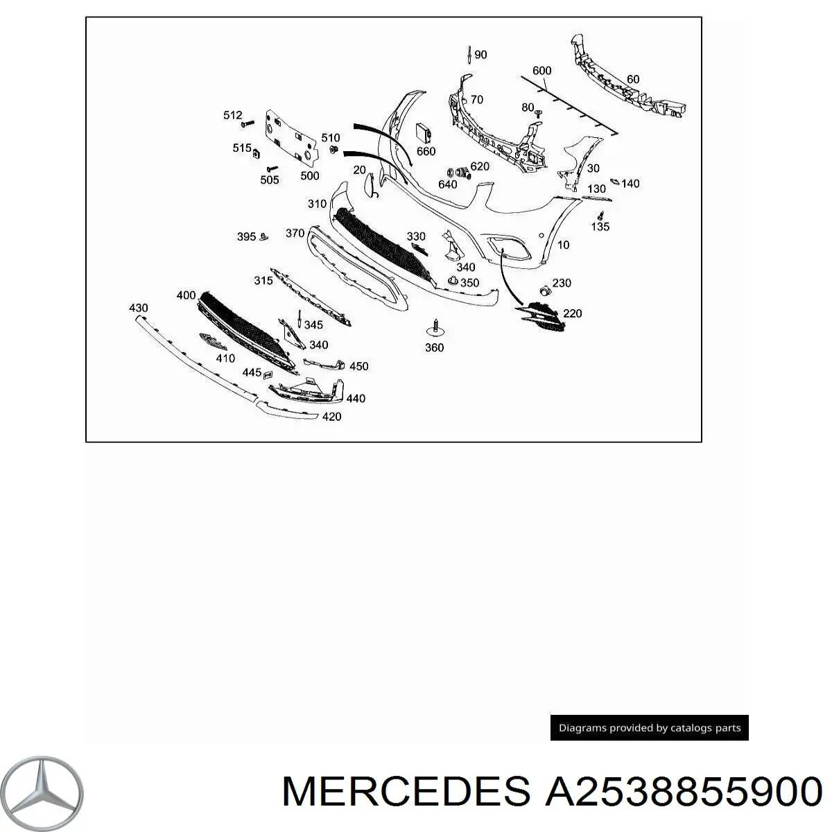 A2538855900 Mercedes Накладка бампера переднього