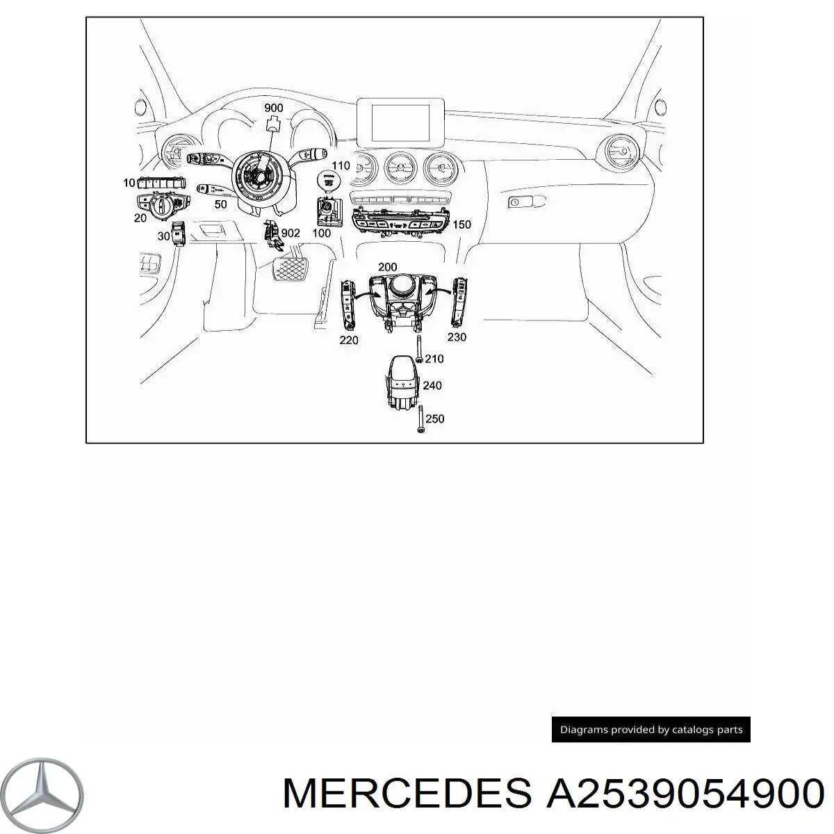 A2539054900 Mercedes Блок кнопок центральної консолі