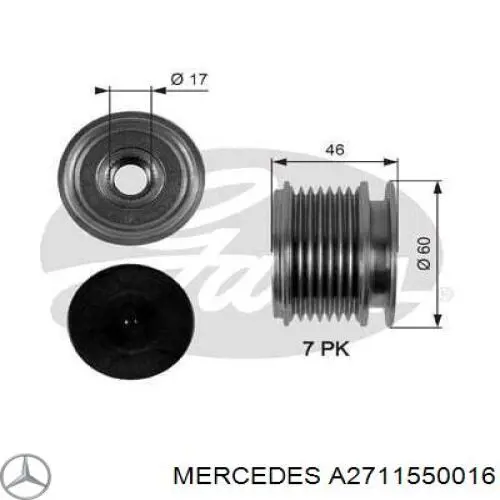 A2711550016 Mercedes шків генератора