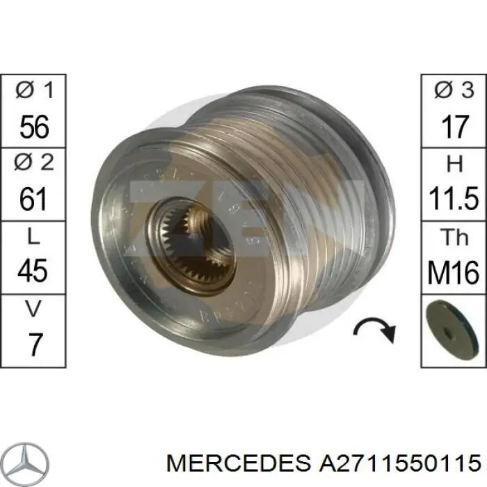 Інерційний шків Mercedes A2711550115 ціна, від 27.88 USD