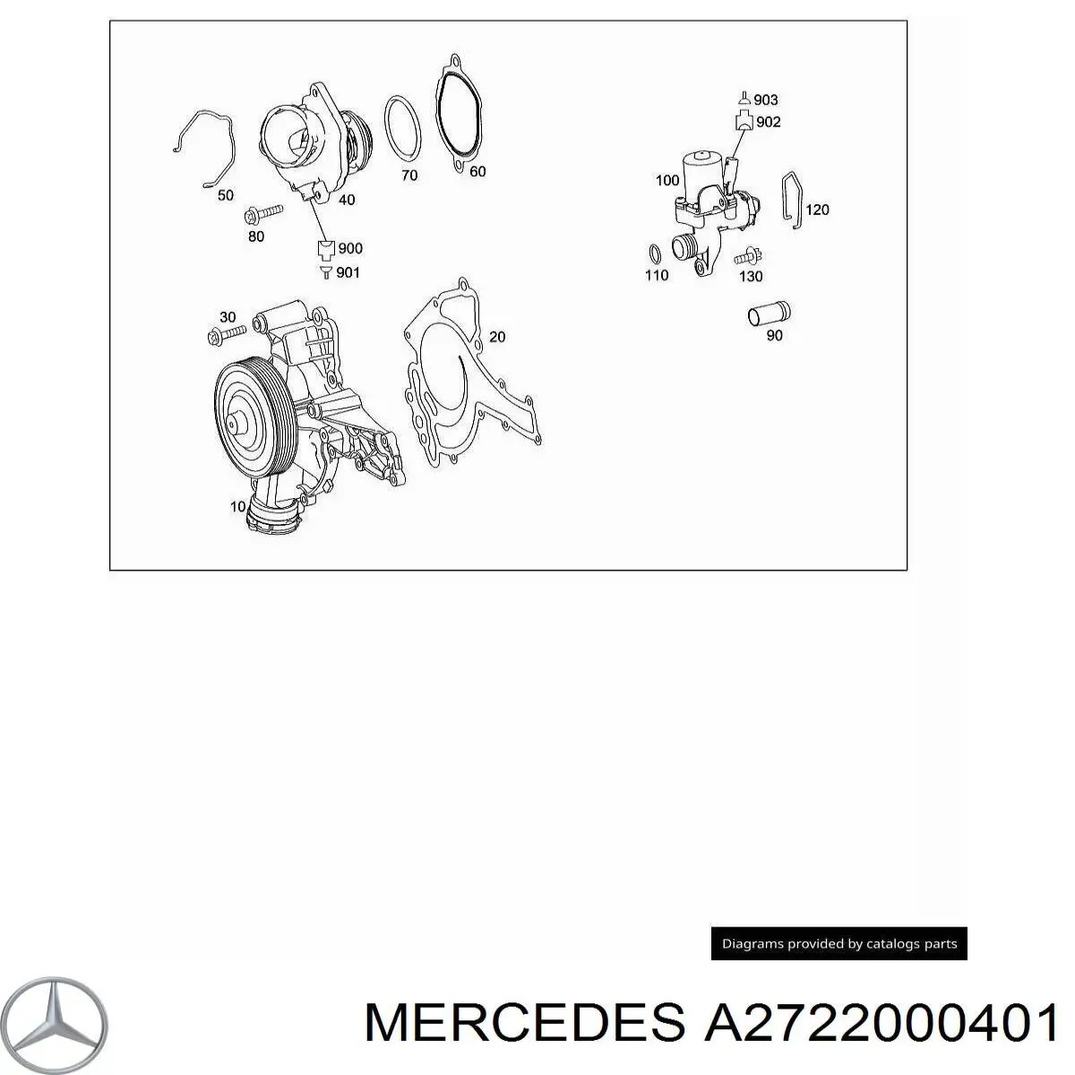 Помпа охолодження Mercedes A2722000401 ціна, від 60.63 USD