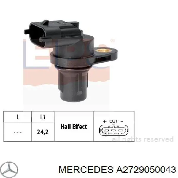 Датчик распредвалу A2729050043 Mercedes