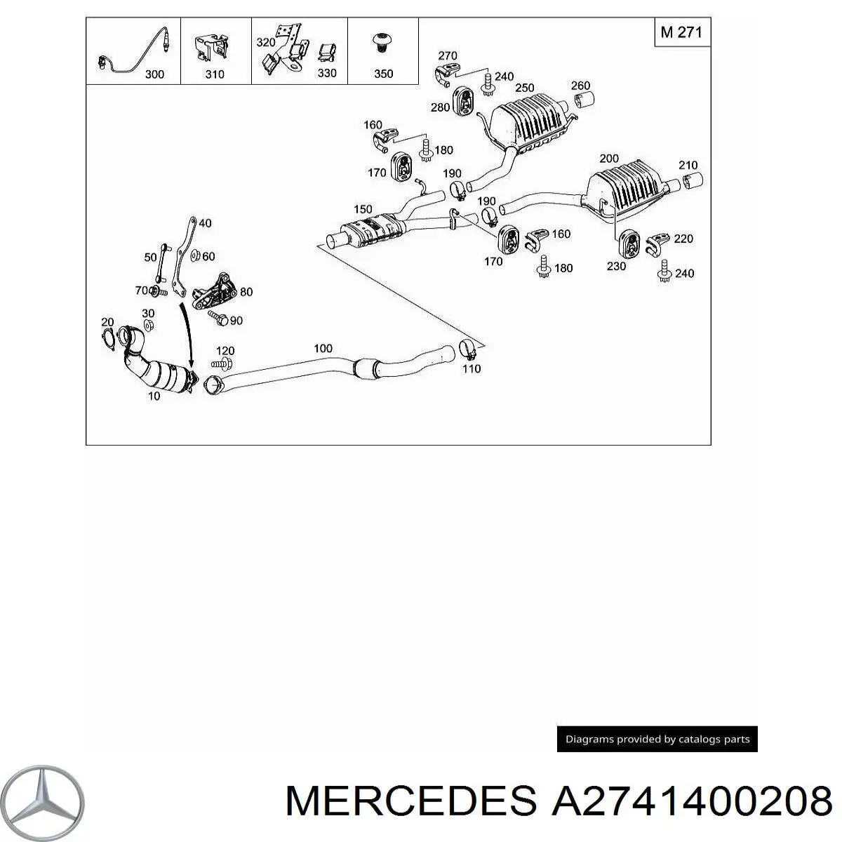 Конвертор-каталізатор (каталітичний нейтралізатор) Mercedes A2741400208 ціна, від 194.70 USD