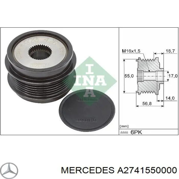 Інерційний шків Mercedes A2741550000 ціна, від 230.37 USD