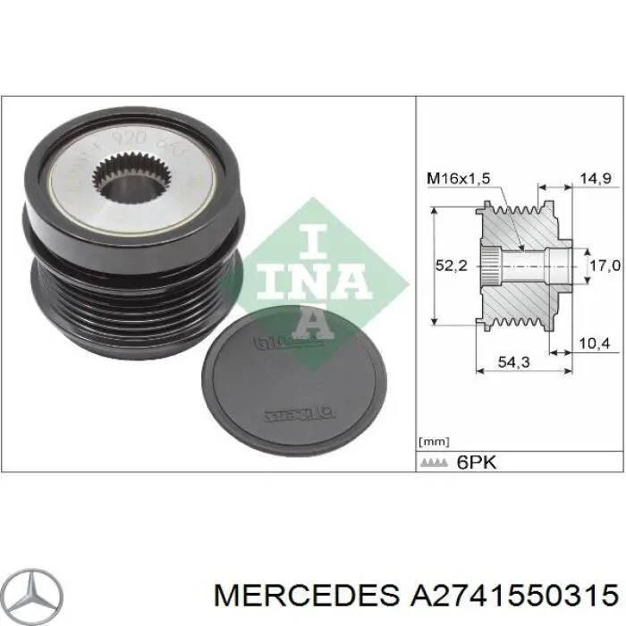 A2741550315 Mercedes шків генератора