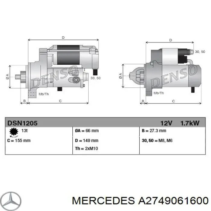 Купити A2749061600 Mercedes Стартер