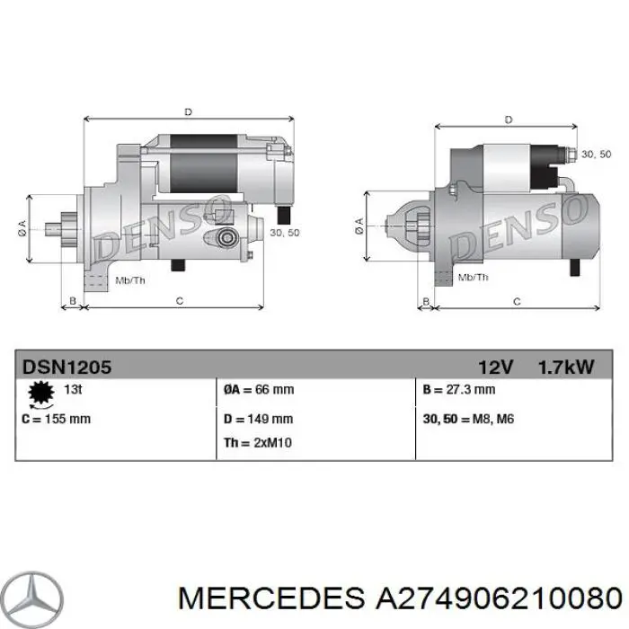 A274906210080 Mercedes стартер