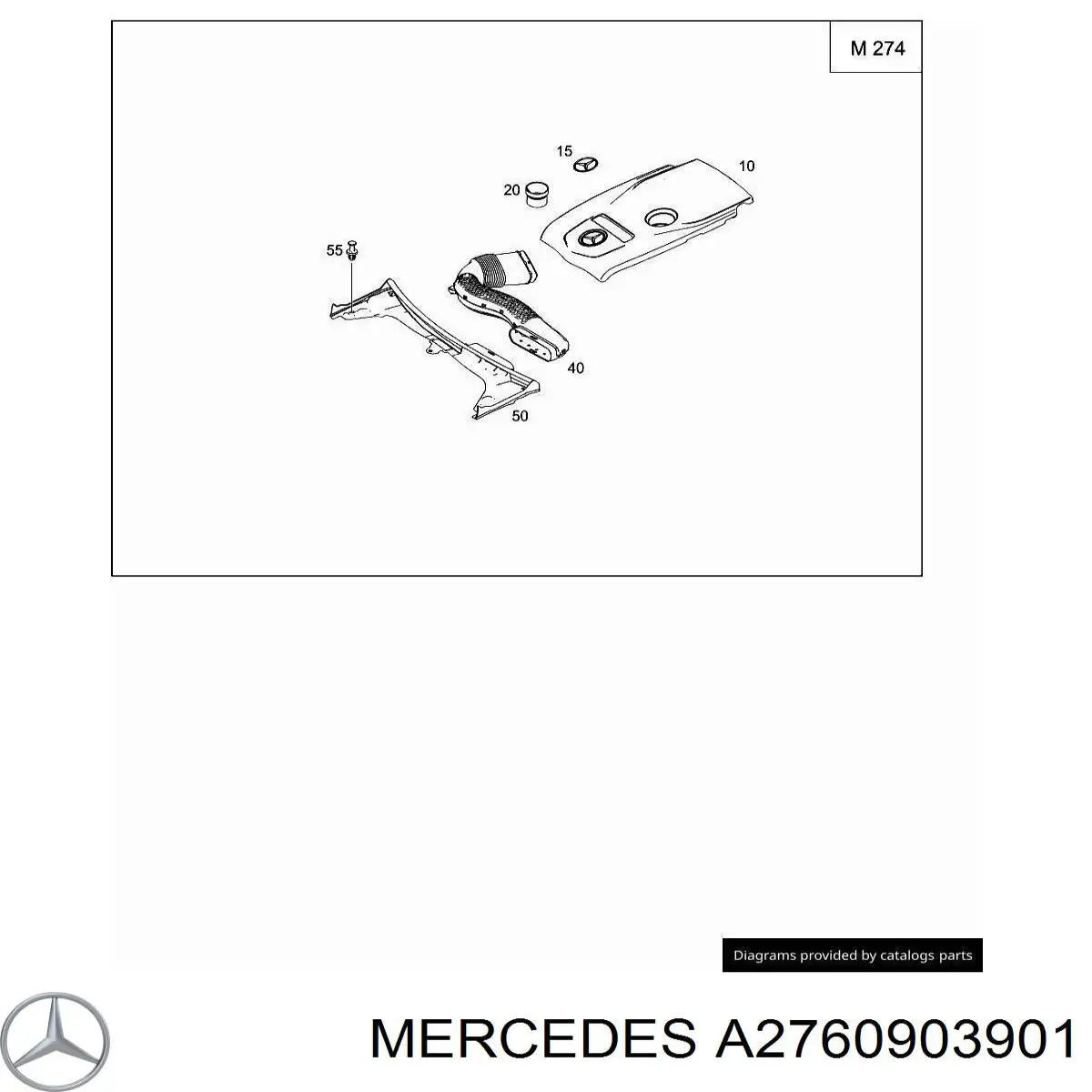 Корпус повітряного фільтра, лівий A2760903901 Mercedes