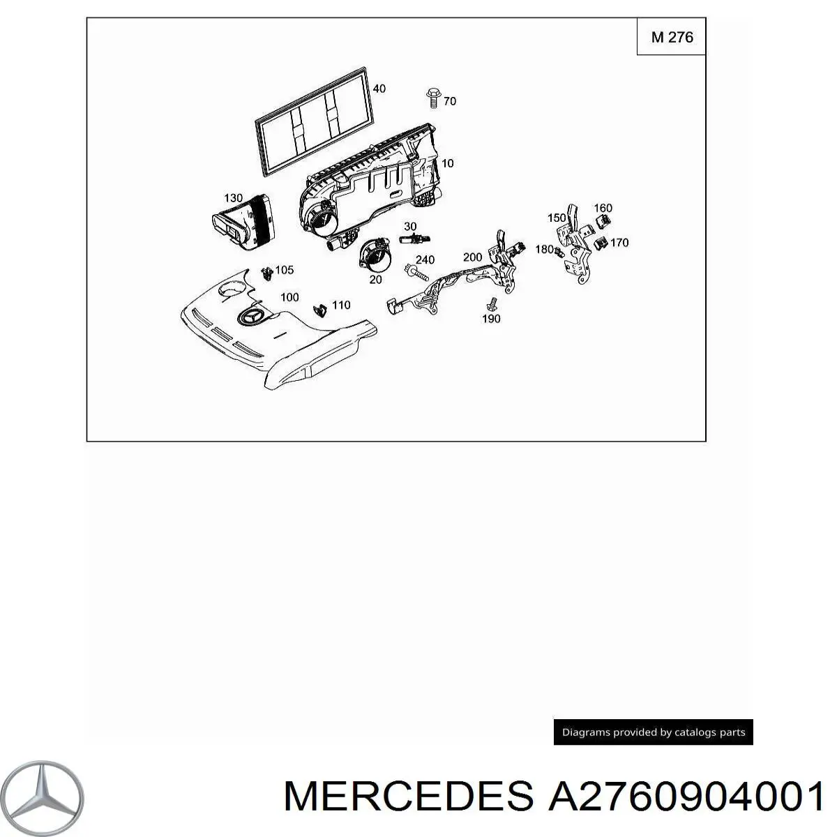 A2760904001 Mercedes Корпус повітряного фільтра, правий